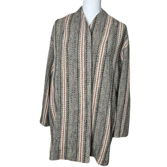 ba&sh Manteau Yumi Muscade Patterned Knit Coat Medium - Picture 9 of 14